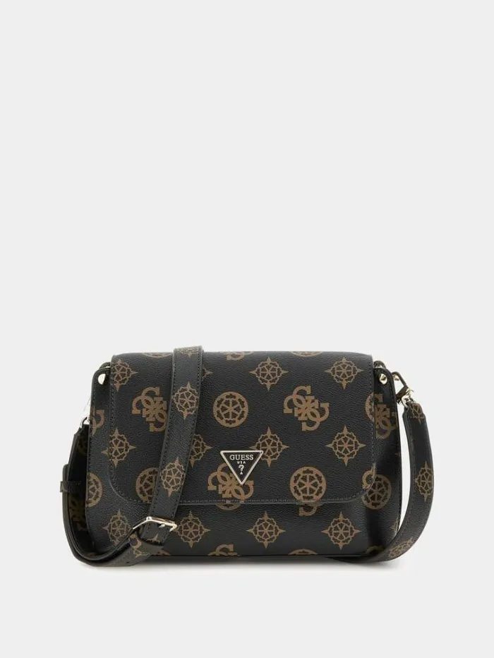 Women Meridian 4g Peony Logo Crossbody Dark Brown Guess Crossbody Bags