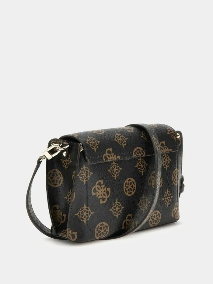 Women Meridian 4g Peony Logo Crossbody Dark Brown Guess Crossbody Bags