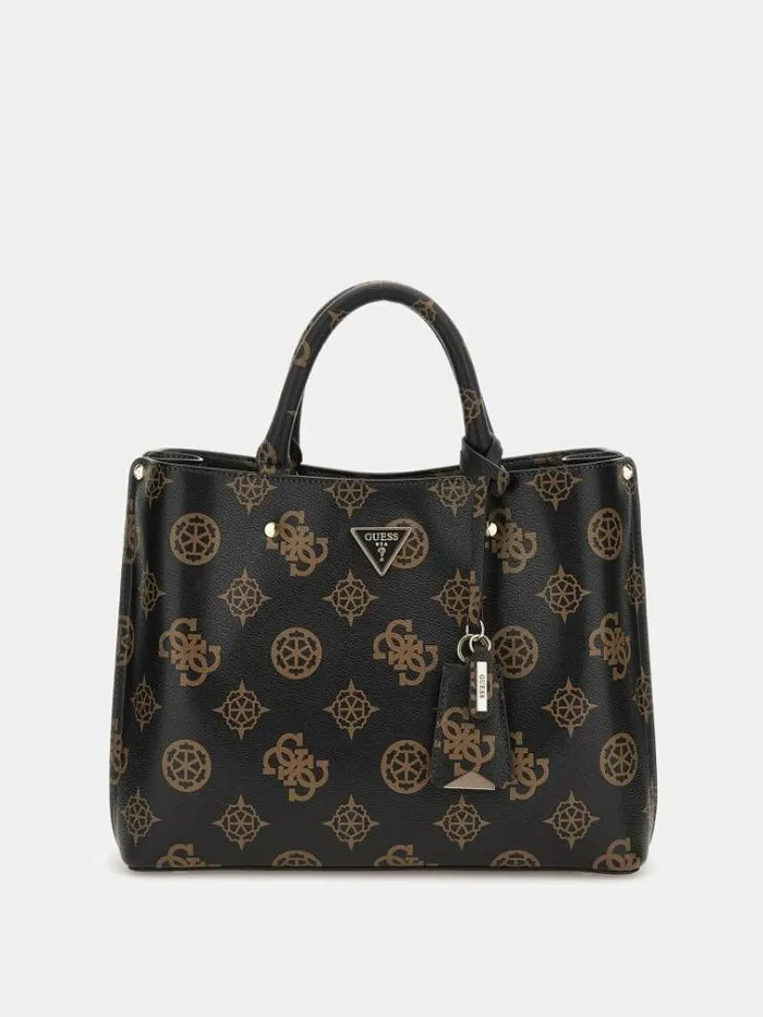 Women Meridian 4g Peony Logo Handbag Dark Brown Guess Handbags