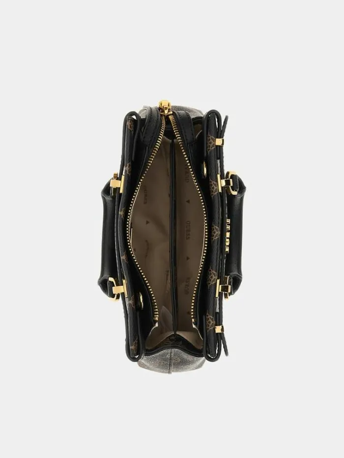 Women Meridian Logo Mini Handbag Dark Brown Guess Handbags