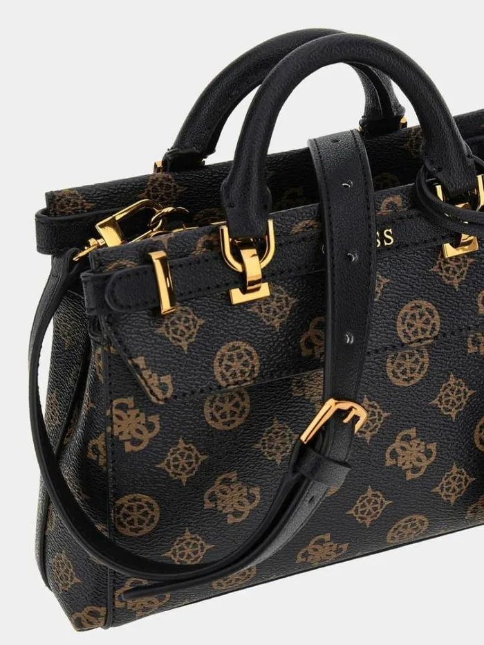 Women Meridian Logo Mini Handbag Dark Brown Guess Handbags