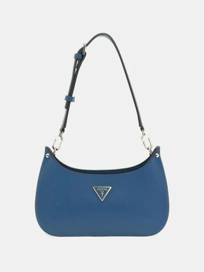 Women Meridian Studded Shoulder Bag Blue Guess Shoulder Bags
