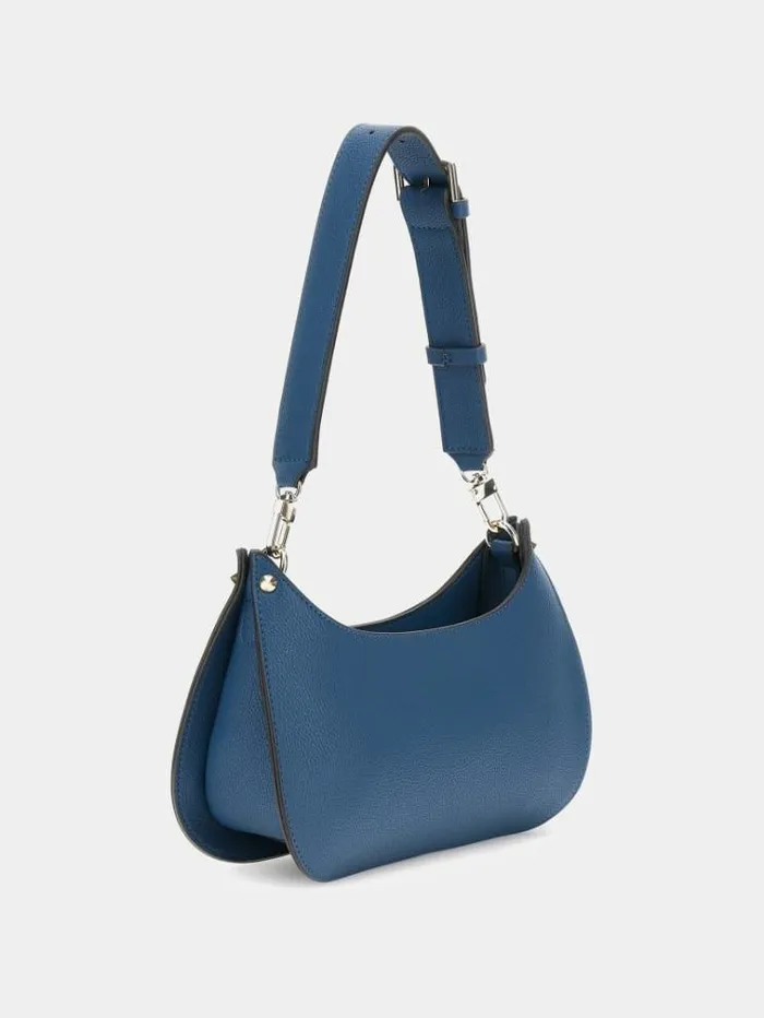 Women Meridian Studded Shoulder Bag Blue Guess Shoulder Bags
