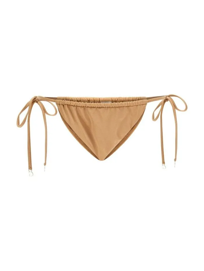 Women Metallic Effect Brief Bikini Bottom Beige Guess Beachwear