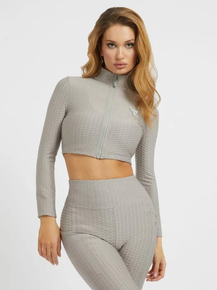 Women Microfiber Active Sweatshirt Grey Guess Knitwear And Sweatshirts