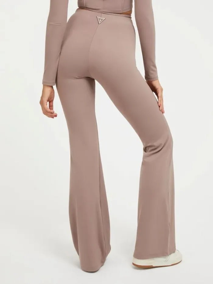 Women Microfiber Flare Pants Brown Guess Activewear
