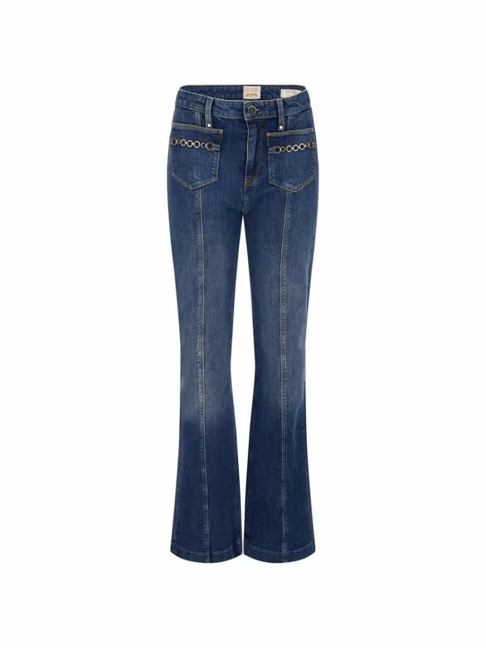 Women Mid Rise Bootcut Denim Pant Blue Guess Flared And Bootcut