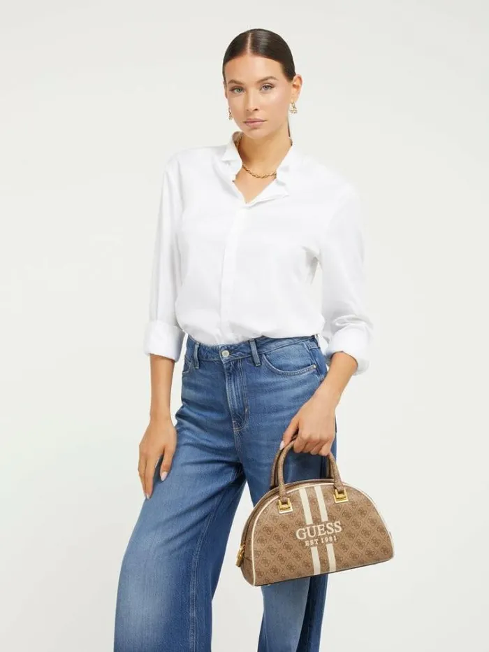 Women Mildred 4g Logo Handbag Beige Guess Handbags