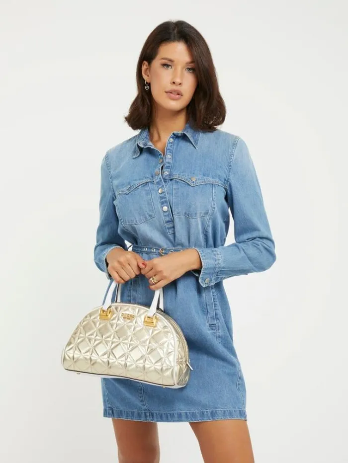 Women Mildred Laminated Handbag Gold Guess Handbags