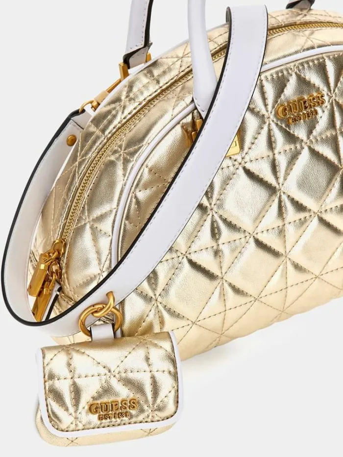 Women Mildred Laminated Handbag Gold Guess Handbags