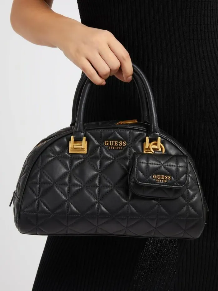 Women Mildred Quilted Handbag Black Guess Handbags
