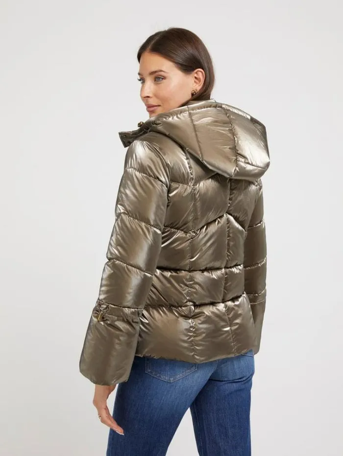 Women Mirror Coating Effect Puffer Bronze Guess Coats And Jackets