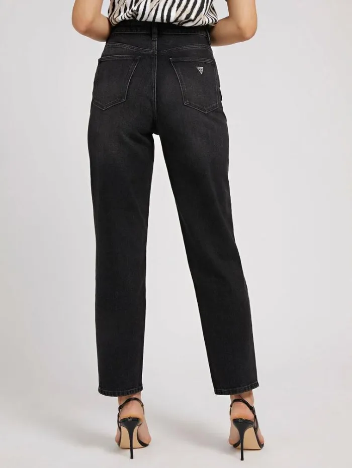 Women Mom Fit Denim Pant Black Guess Relaxed