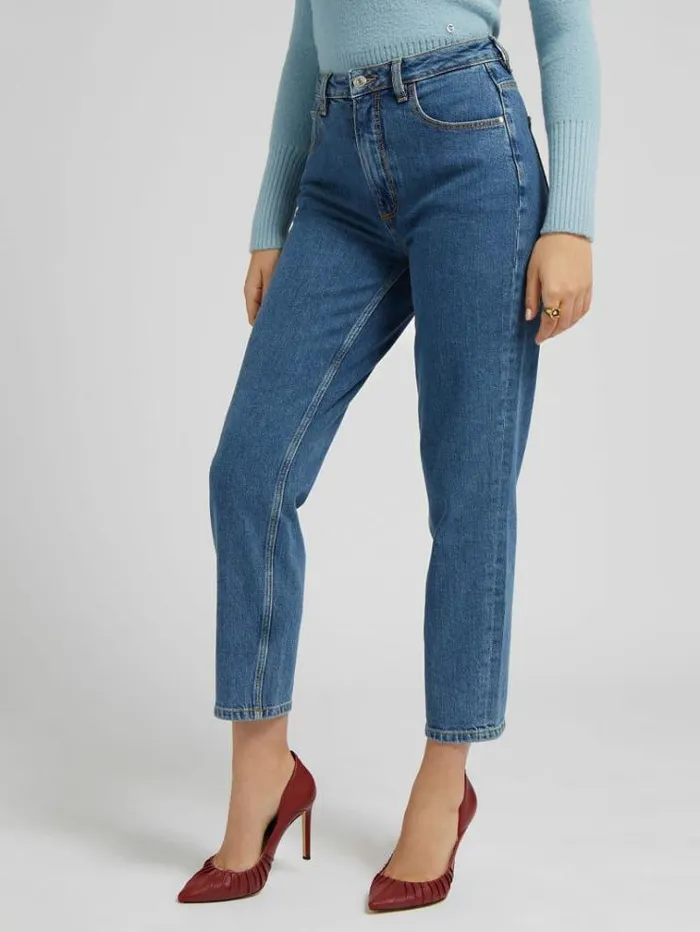 Women Mom Fit Denim Pant Blue Guess Relaxed