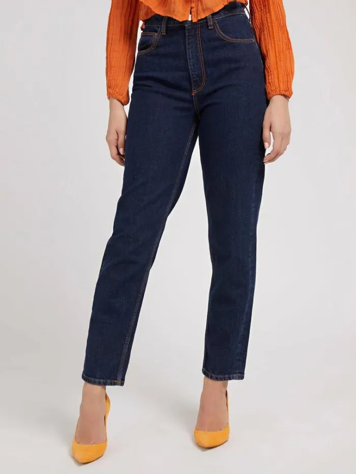 Women Mom Fit Denim Pant Dark Blue Guess Relaxed