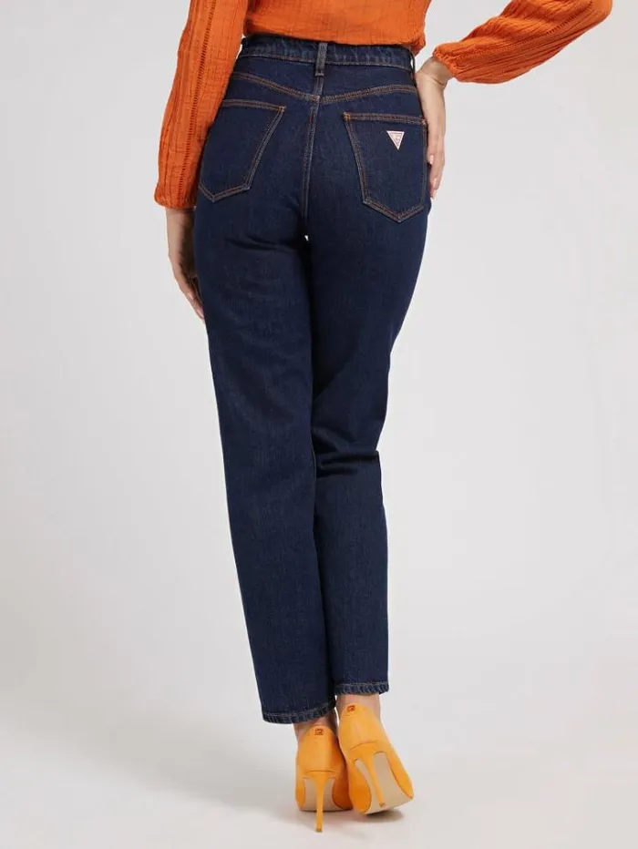 Women Mom Fit Denim Pant Dark Blue Guess Relaxed