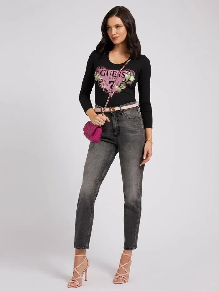 Women Mom Fit Denim Pant Grey Guess Relaxed
