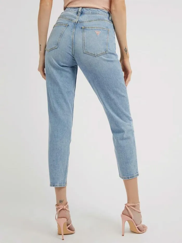 Women Mom Fit Denim Pant Light Blue Guess Relaxed