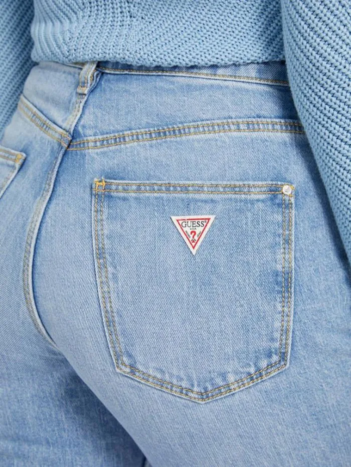 Women Mom Fit Denim Pant Light Blue Guess Relaxed