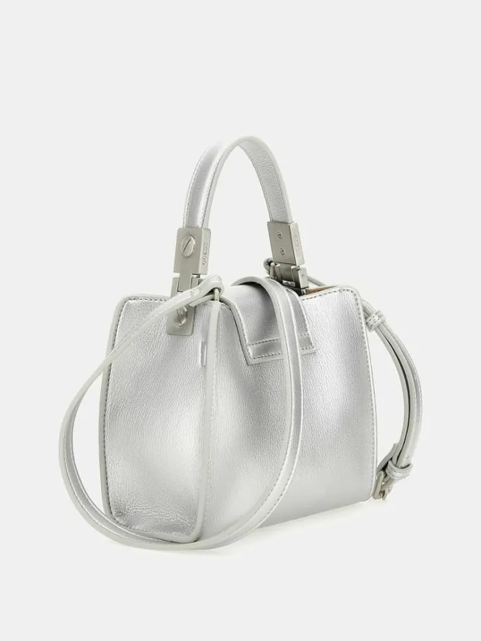 Women Monia Laminated Handbag Silver Guess Handbags