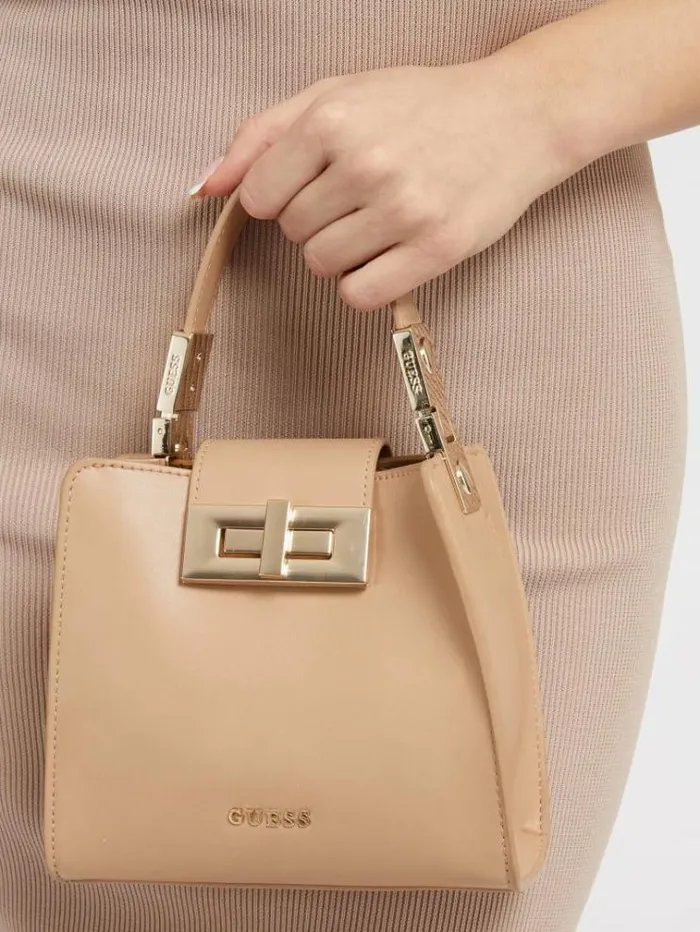 Women Monia Shoulder Strap Handbag Beige Guess Handbags