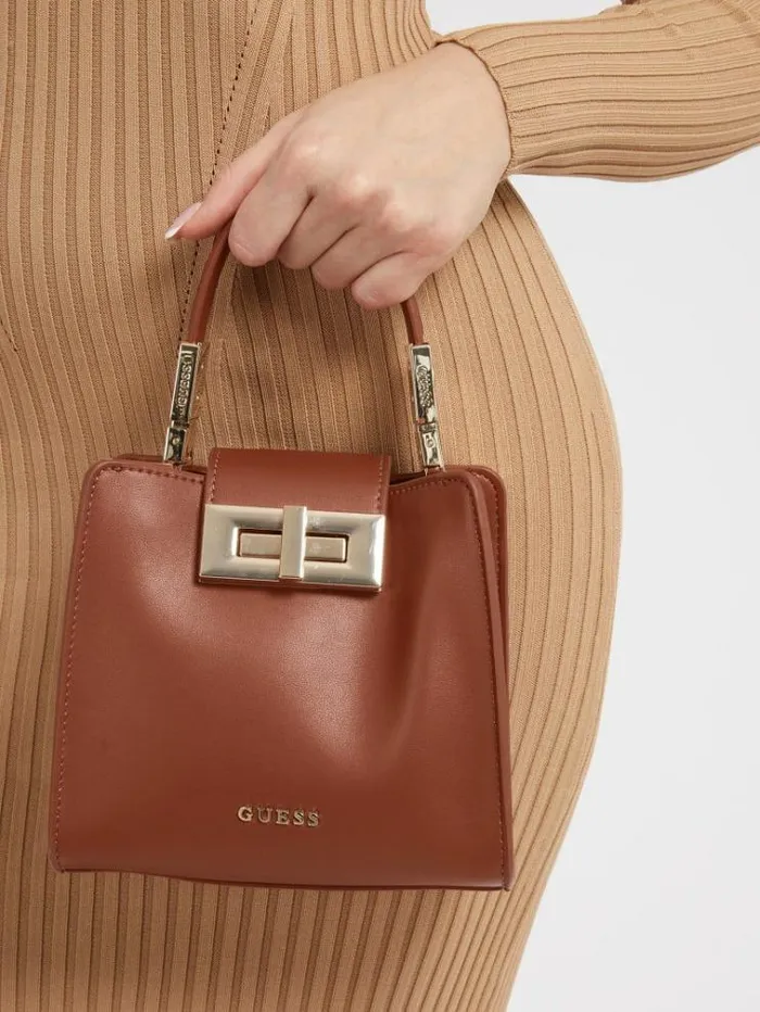 Women Monia Shoulder Strap Handbag Brown Guess Handbags