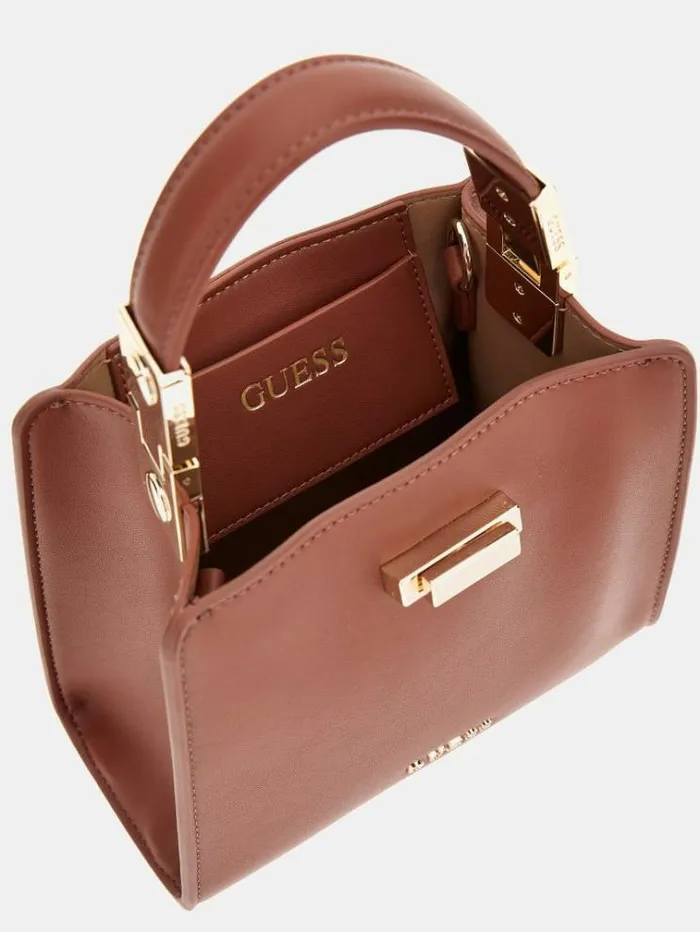 Women Monia Shoulder Strap Handbag Brown Guess Handbags