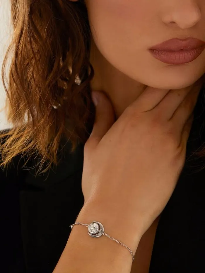 Women moon Phases Bracelet Silver Guess Jewellery