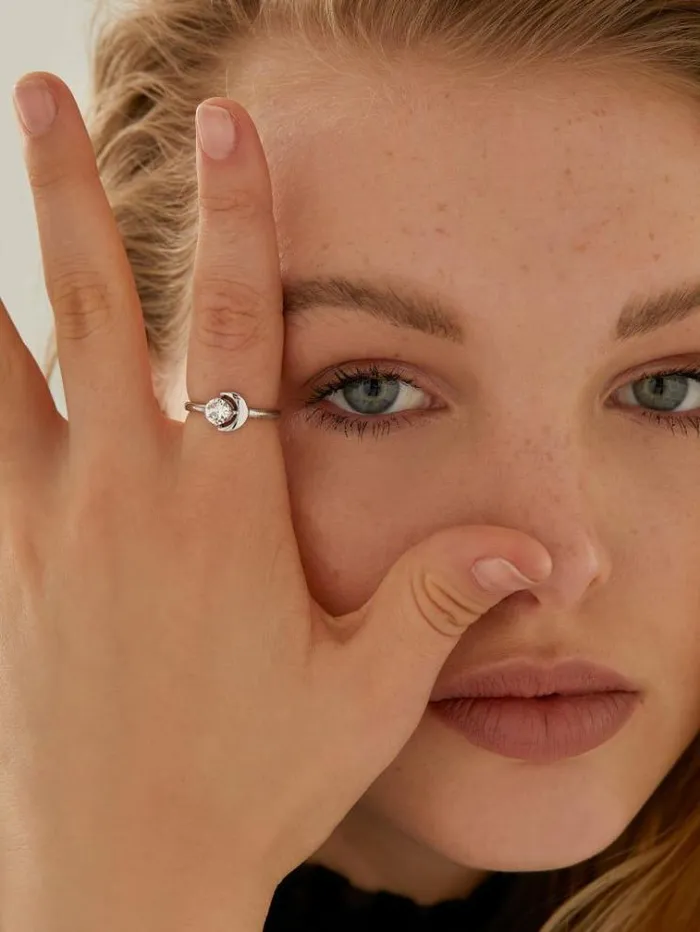Women moon Phases Ring Silver Guess Jewellery
