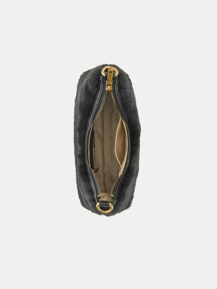 Women Morada Faux Fur Shoulder Bag Black Guess Shoulder Bags