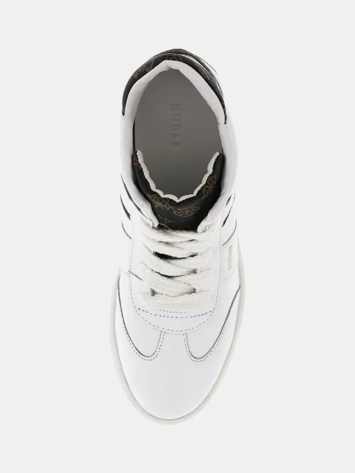 Women Morens Real Leather Wedge Sneakers White Guess Sneakers