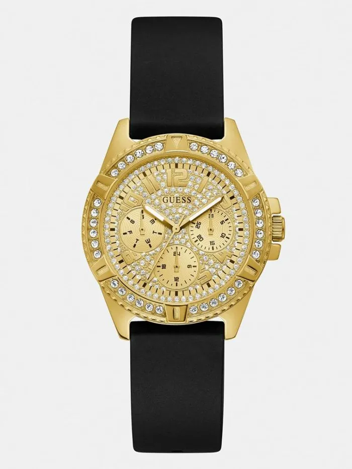 Women Multifunction Crystal Watch Black Guess Watches