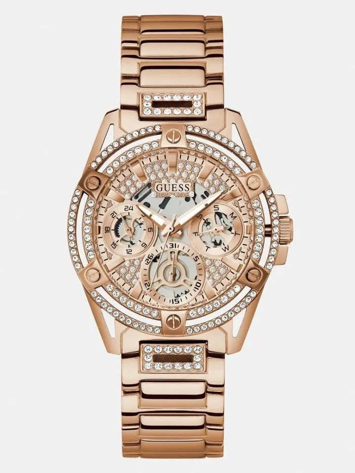 Women Multifunction Crystal Watch Rose Gold Guess Watches