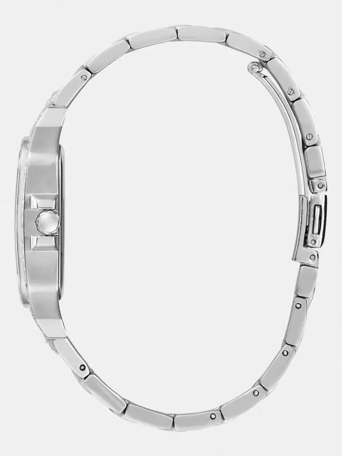 Women Multifunction Crystal Watch Silver Guess Watches