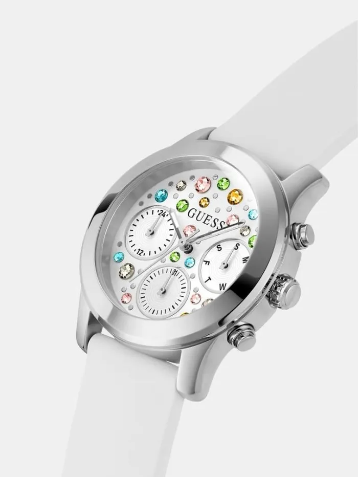 Women Multifunction Crystal Watch White Guess Watches
