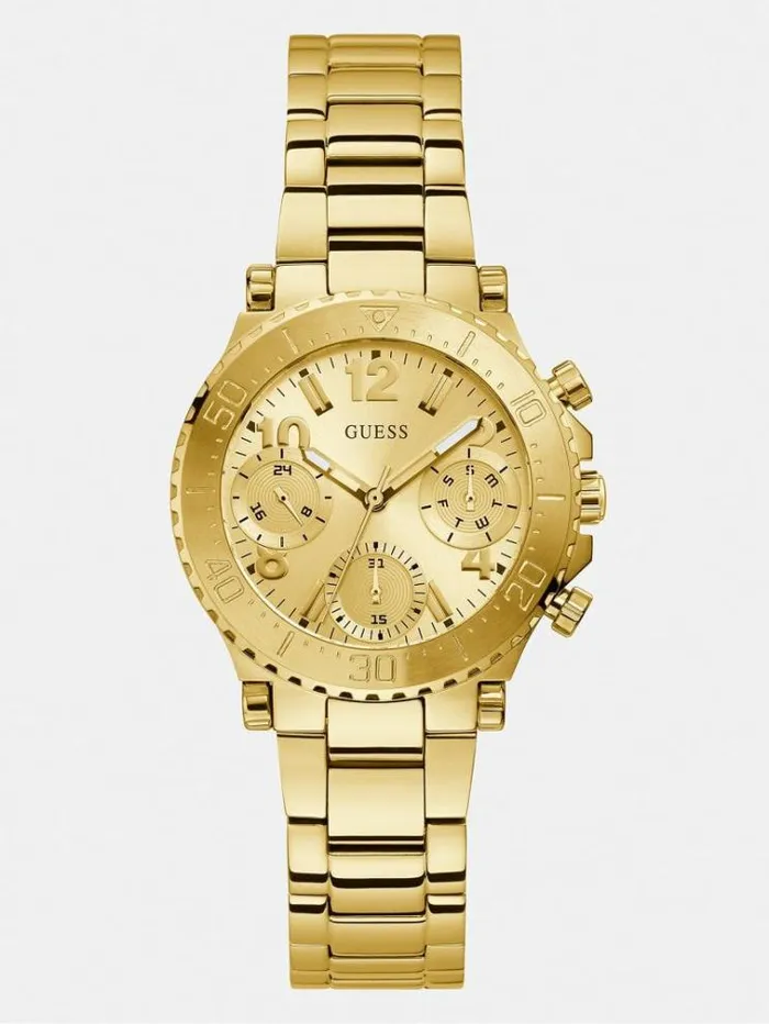 Women Multifunction Steel Watch Gold Guess Watches