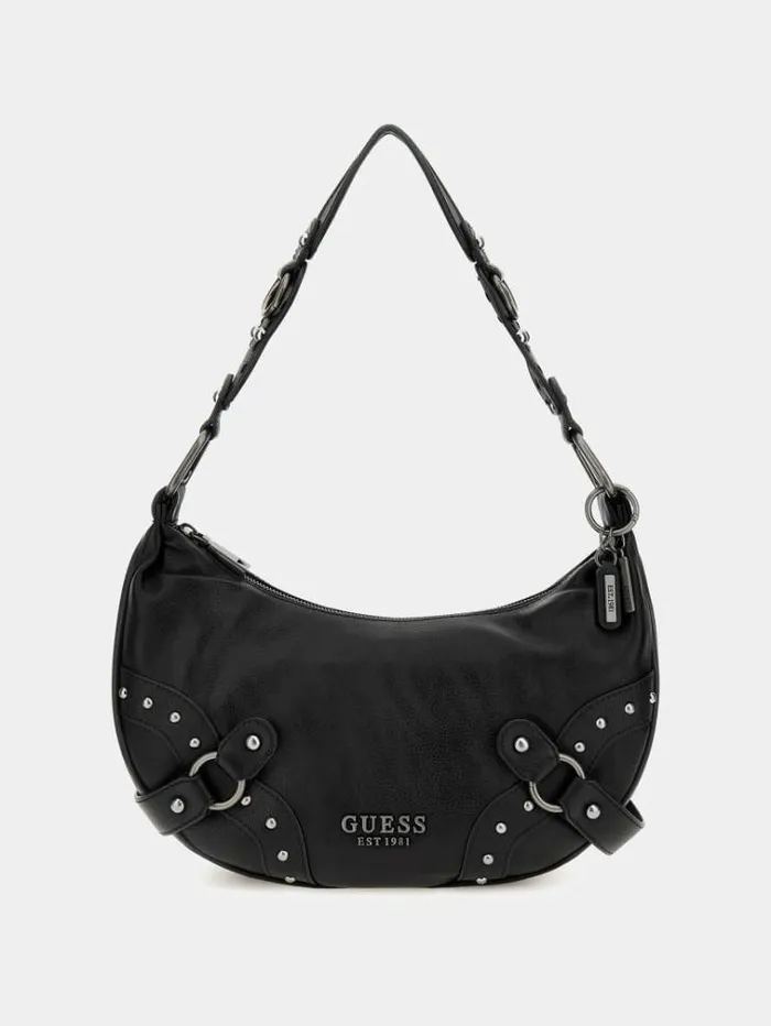 Women Natalya Stud Hobo Black Guess Shoulder Bags