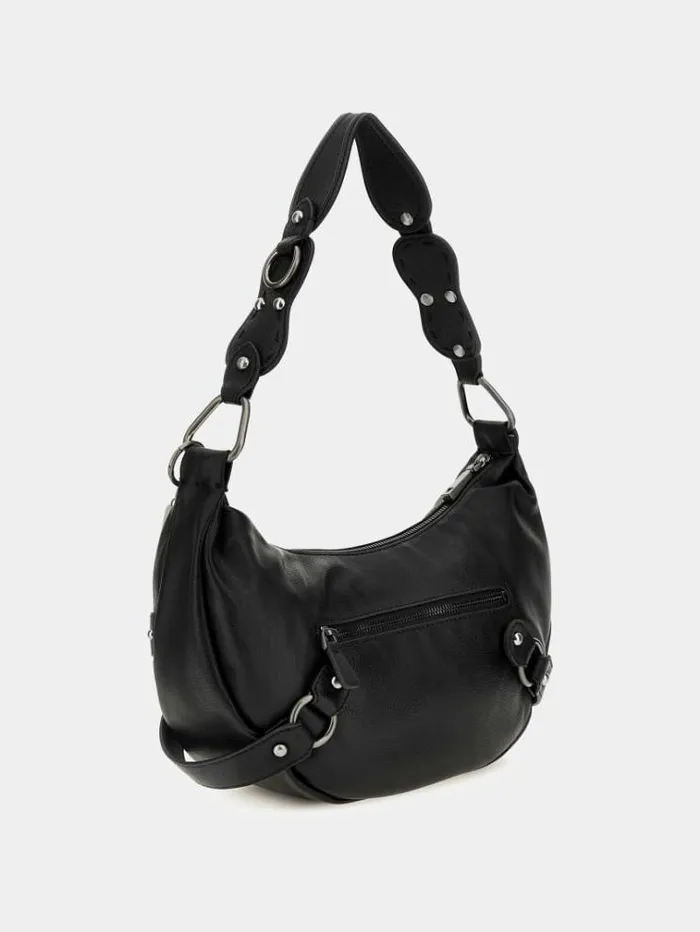 Women Natalya Stud Hobo Black Guess Shoulder Bags