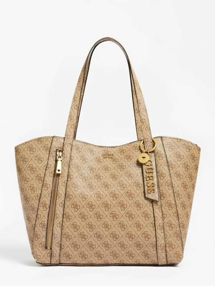 Women Naya 4g Logo All Over Shopper Multi Beige Guess Shoppers