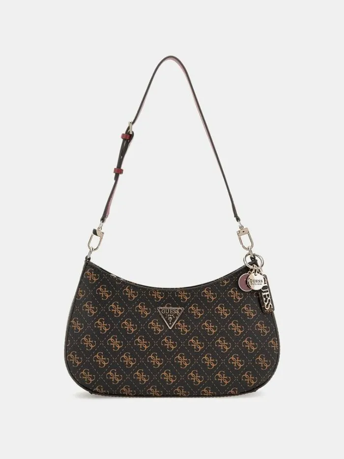 Women Noelle 4g Logo Shoulder Bag Brown Guess Shoulder Bags