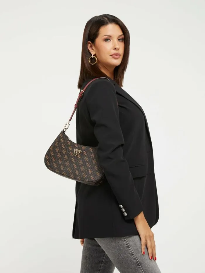 Women Noelle 4g Logo Shoulder Bag Brown Guess Shoulder Bags