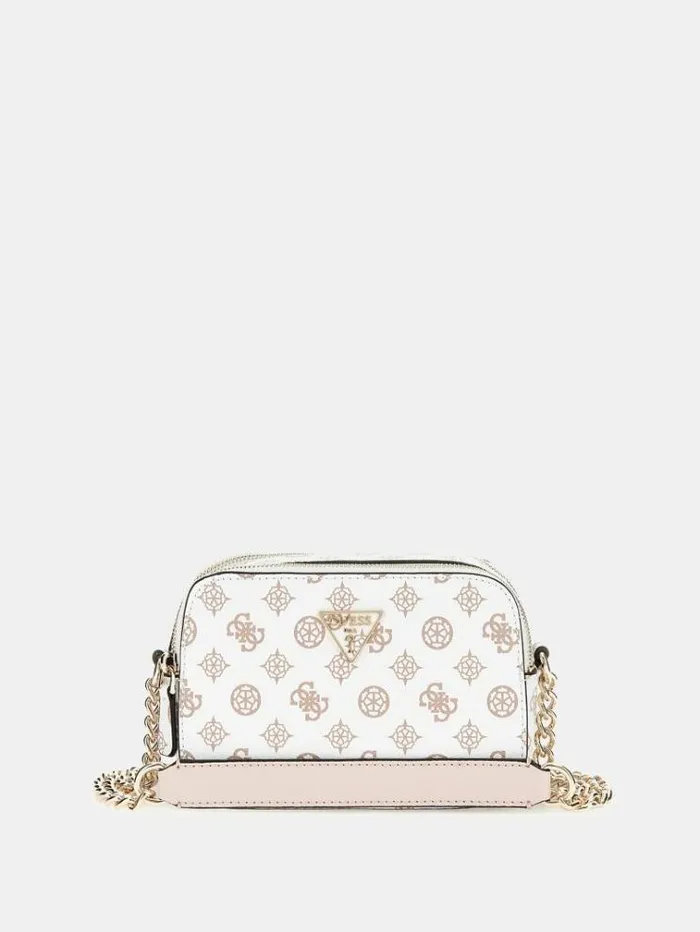 Women Noelle 4g Peony Logo Mini Crossbody White Multi Guess Crossbody Bags