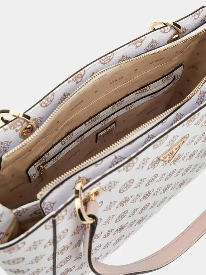 Women Noelle 4g Peony Logo Shopper White Multi Guess Shoppers