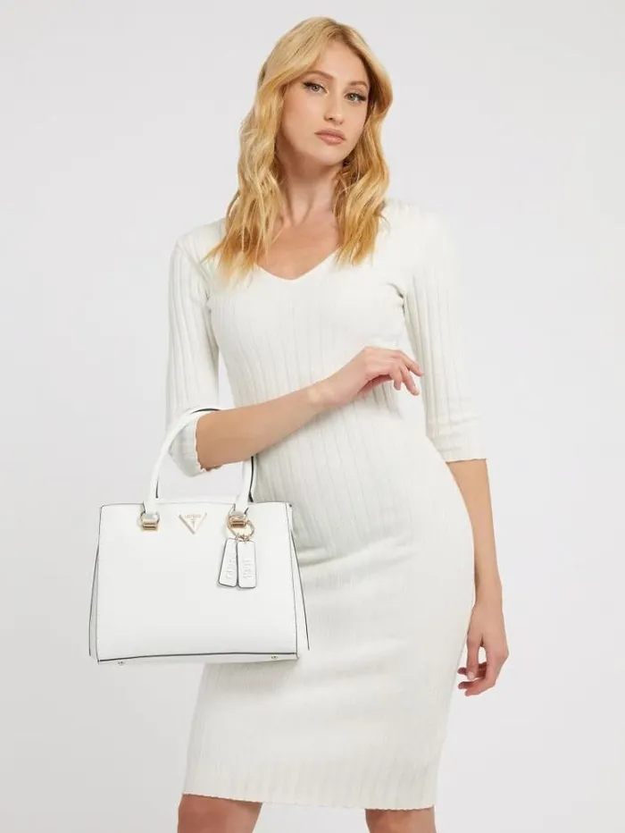 Women Noelle Saffiano Handbag White Guess Handbags