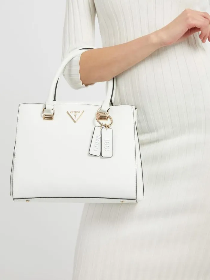 Women Noelle Saffiano Handbag White Guess Handbags