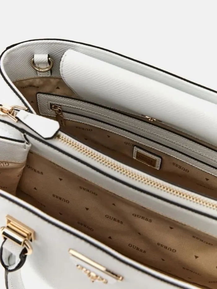 Women Noelle Saffiano Handbag White Guess Handbags