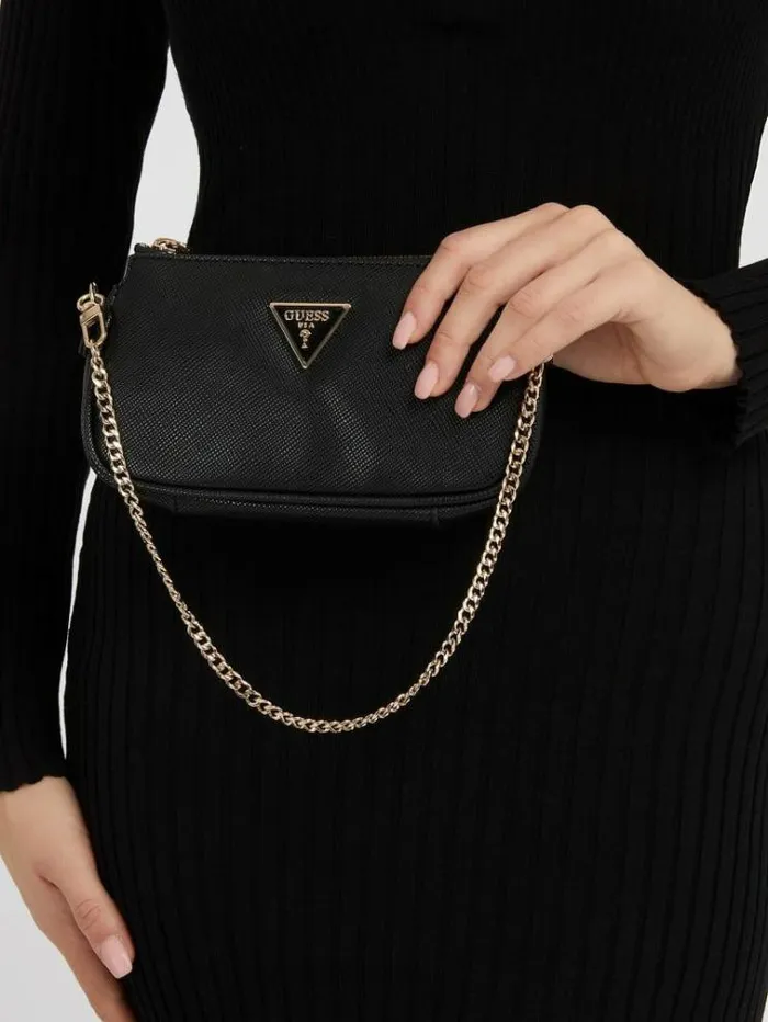 Women Noelle Saffiano Mini Crossbody Bag Black Guess Crossbody Bags