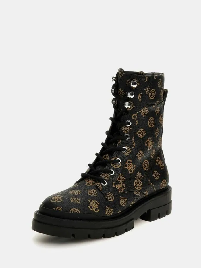 Women Obetter 4g Peony Logo Combat Boots Black Multi Guess Boots And Booties