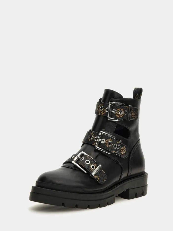 Women Obia Real Leather Low Boots Black Guess Boots And Booties