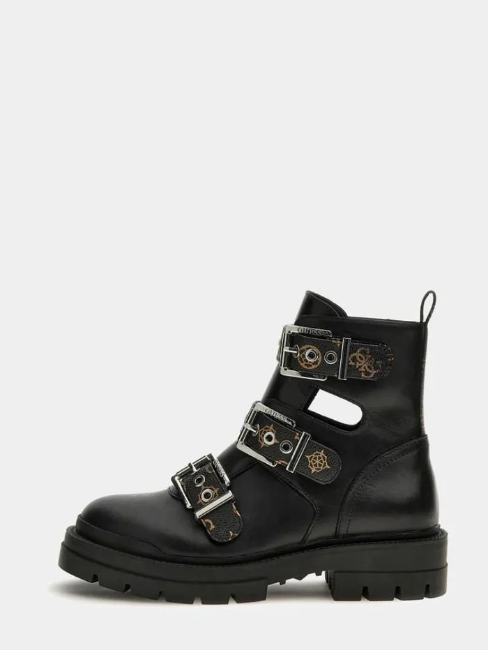 Women Obia Real Leather Low Boots Black Guess Boots And Booties